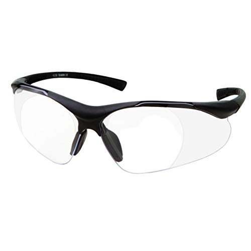 Full Lens Magnification Safety Glasses with Black Frame | Clear Le...