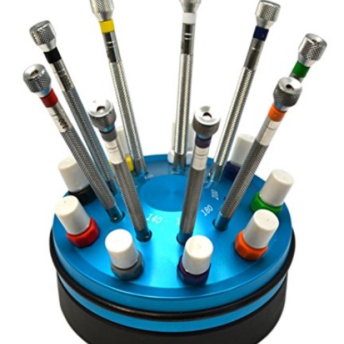Pro 9-Piece Miniature Screwdriver Set in Rotating Stand