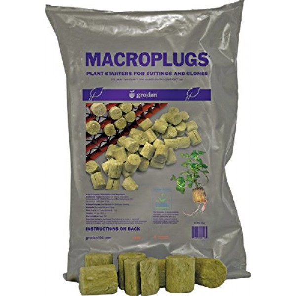 Grodan Rockwool Plant Plugs, Macro, 50-Pack