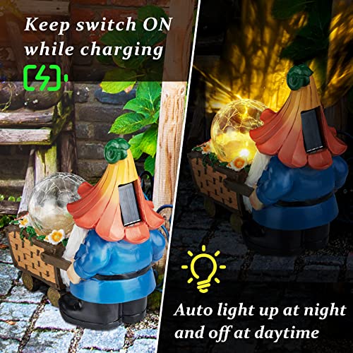 Grovind Garden Gnomes Outdoor Decorations Solar Gnomes Garden Stat...
