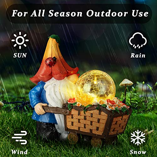 Grovind Garden Gnomes Outdoor Decorations Solar Gnomes Garden Stat...