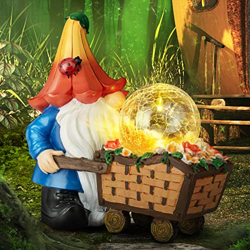 Grovind Garden Gnomes Outdoor Decorations Solar Gnomes Garden Stat...