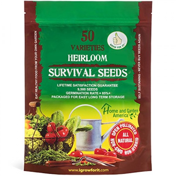 Heirloom Vegetable Seeds Non GMO Survival Seed Kit - Part of Our L...