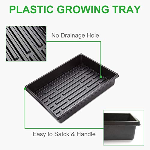 GROWNEER 12 Packs 15 x 11 x 2.6 Inches Plastic Growing Trays with ...