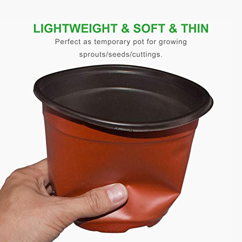 GROWNEER 120 Packs 6 Inches Plastic Plant Nursery Pots with 15 Pcs...