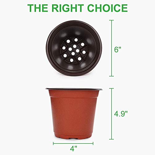 GROWNEER 120 Packs 6 Inches Plastic Plant Nursery Pots with 15 Pcs...