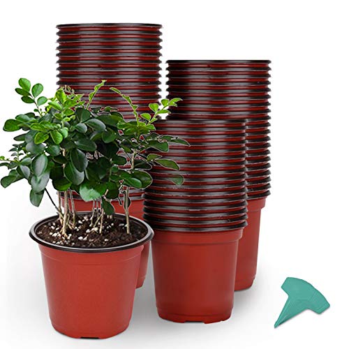 GROWNEER 120 Packs 6 Inches Plastic Plant Nursery Pots with 15 Pcs...