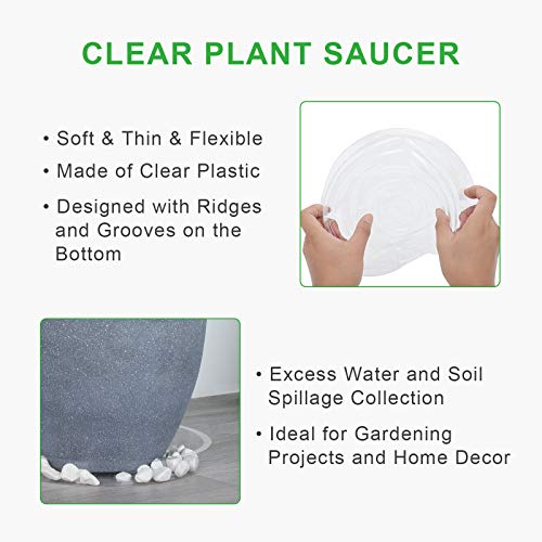 GROWNEER 24 Packs Clear Plant Saucer Drip Trays, with 15 Pcs Plant...