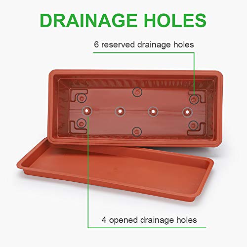 GROWNEER 3 Packs 15 Inches Terracotta Color Flower Window Box Plas...
