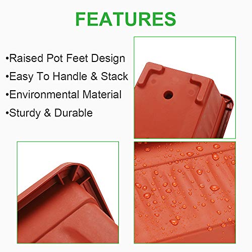 GROWNEER 3 Packs 15 Inches Terracotta Color Flower Window Box Plas...
