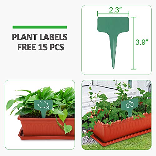 GROWNEER 3 Packs 15 Inches Terracotta Color Flower Window Box Plas...