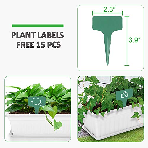 GROWNEER 3 Packs 17 Inches White Flower Window Box Plastic Vegetab...