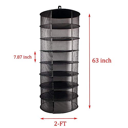Growsun 2ft 8 Layer Herb Drying Rack Plant Hanging Mesh Dry Net W/...