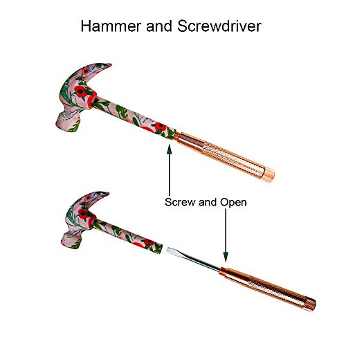 GS Tools 6 In 1 Claw Hammer and Screwdriver Set with Floral Print,...