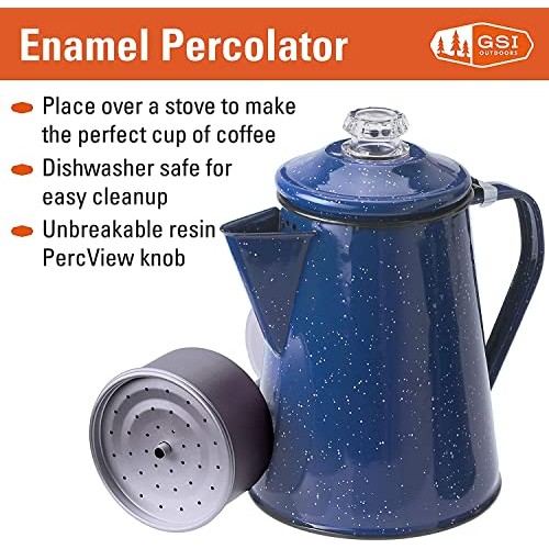 GSI Outdoors Percolator Coffee Pot | Enamelware for Brewing Coffee...