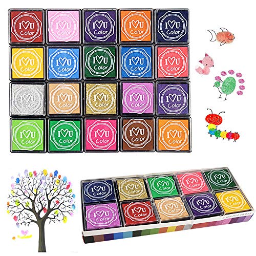 Finger Ink Pads for Kids, 20 Colors Ink Stamp Pads, Washable Craft...