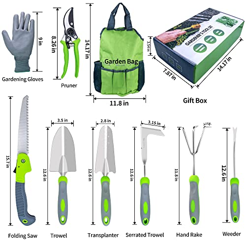 GTSHOMO Garden Tools Set,9 Pcs Stainless Steel Heavy Duty Gardenin...