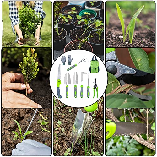 GTSHOMO Garden Tools Set,9 Pcs Stainless Steel Heavy Duty Gardenin...