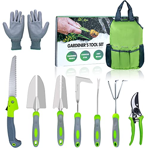 GTSHOMO Garden Tools Set,9 Pcs Stainless Steel Heavy Duty Gardenin...