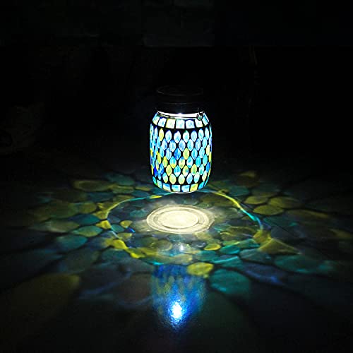GUANFU Mosaic Solar Lanterns Outdoor Hanging Lights, Solar Table L...