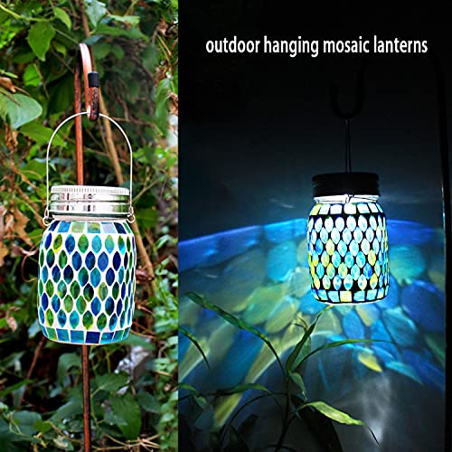GUANFU Mosaic Solar Lanterns Outdoor Hanging Lights, Solar Table L...