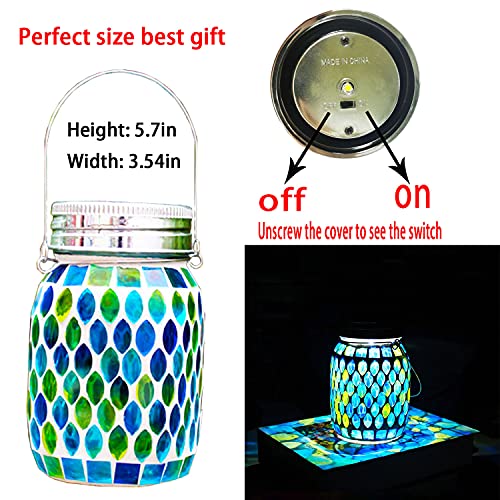 GUANFU Mosaic Solar Lanterns Outdoor Hanging Lights, Solar Table L...