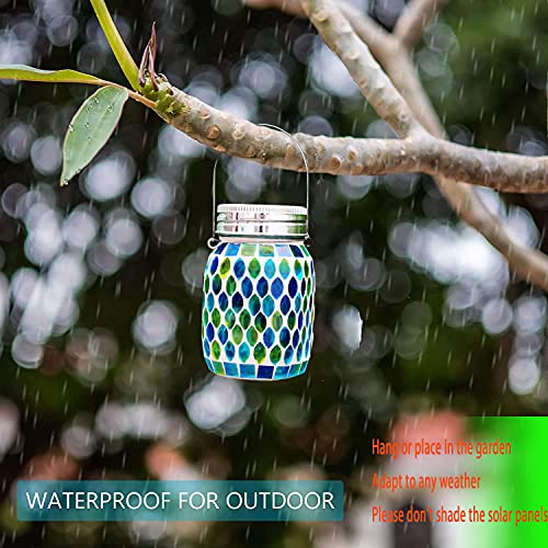 GUANFU Mosaic Solar Lanterns Outdoor Hanging Lights, Solar Table L...