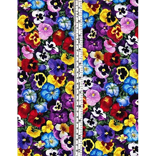 1 Yard Lovely Pansies by Elizabeth Studios ELS 475 Multi