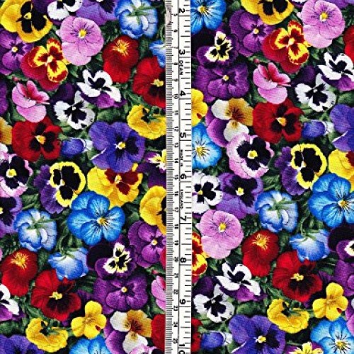 1 Yard Lovely Pansies by Elizabeth Studios ELS 475 Multi