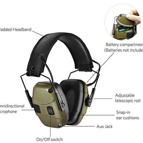 Electronic Shooting Earmuff for Impact Sport, Sound Amplification ...