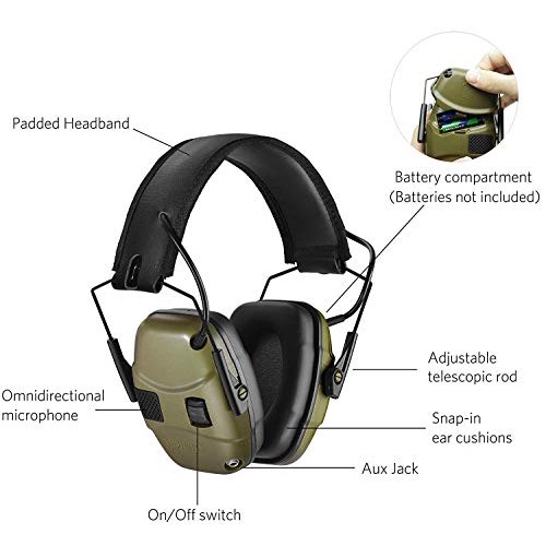 Electronic Shooting Earmuff for Impact Sport, Sound Amplification ...