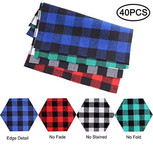 GUIREN 40 Pieces Christmas Buffalo Plaid Cotton Fabric 6x6 Inch Ch...