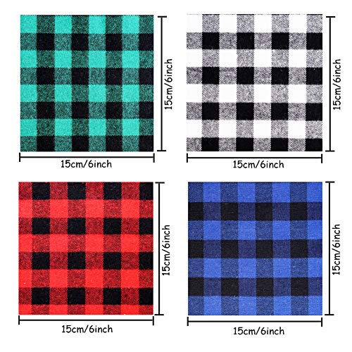 GUIREN 40 Pieces Christmas Buffalo Plaid Cotton Fabric 6x6 Inch Ch...