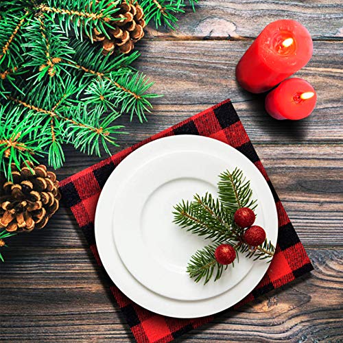 GUIREN 40 Pieces Christmas Buffalo Plaid Cotton Fabric 6x6 Inch Ch...