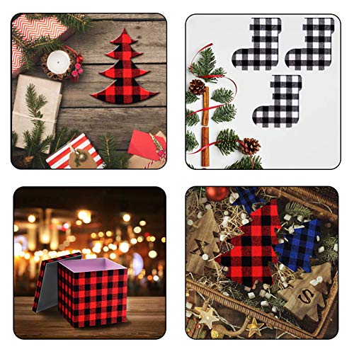 GUIREN 40 Pieces Christmas Buffalo Plaid Cotton Fabric 6x6 Inch Ch...