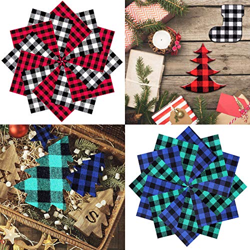 GUIREN 40 Pieces Christmas Buffalo Plaid Cotton Fabric 6x6 Inch Ch...