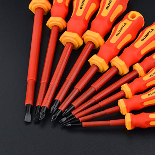 pla 11 Pieces VDE Insulated Screwdriver Set, 1000V with Black T...