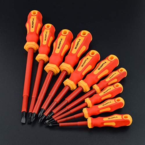 pla 11 Pieces VDE Insulated Screwdriver Set, 1000V with Black T...