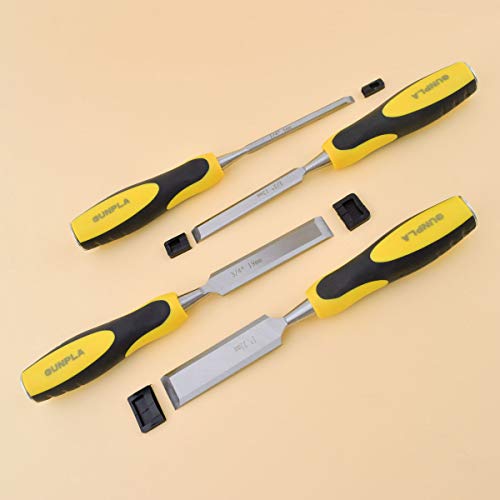 pla Premium Wood Chisel Set for Woodworking, Carving, Soft Grip...