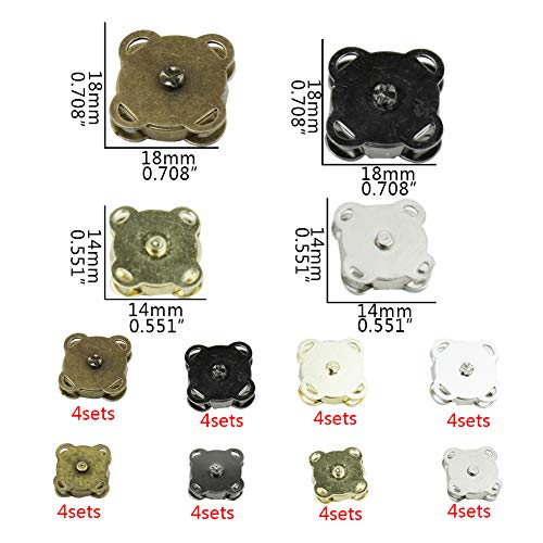 ADIYFrame 32pcs Magnetic Buttons Snap 18mm 14mm Coin Purse Fastene...