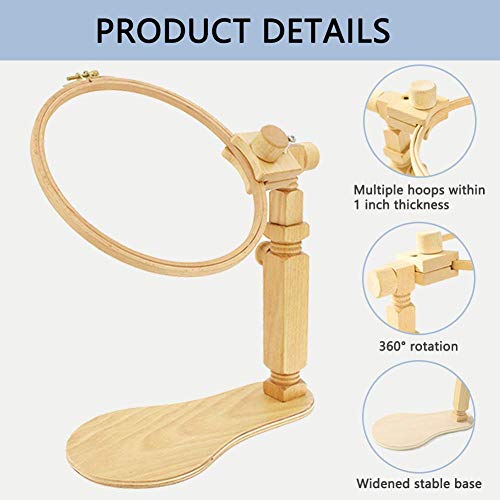 Natural Beech Wood Adjustable Rotated Embroidery Frame Stand for M...
