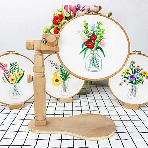Natural Beech Wood Adjustable Rotated Embroidery Frame Stand for M...