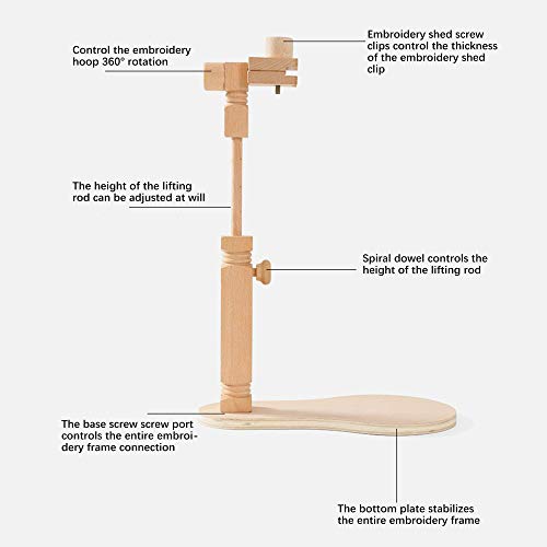 Natural Beech Wood Adjustable Rotated Embroidery Frame Stand for M...
