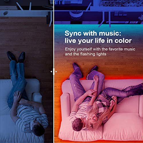 GUPUP 30 FT LED Strip Lights,Rope Lights,Bluetooth APP Control,Col...