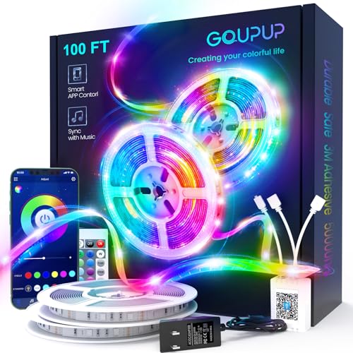 GUPUP 30 FT LED Strip Lights,Rope Lights,Bluetooth APP Control,Col...