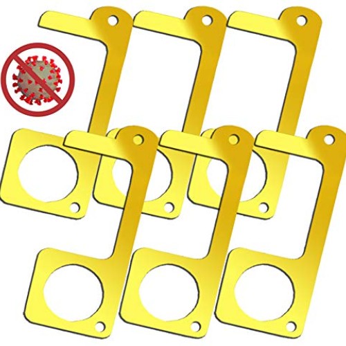 6 PCS Clean Key No Touch Door Opener Tool Handheld Brass EDC Keych...