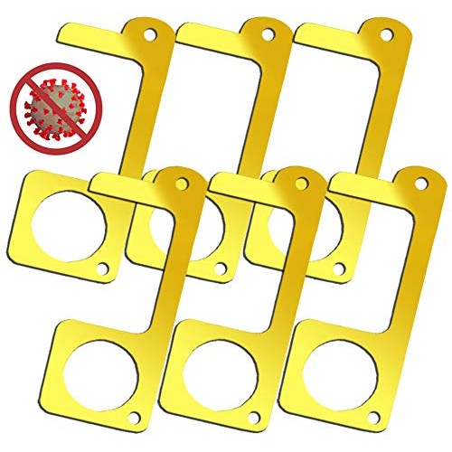 6 PCS Clean Key No Touch Door Opener Tool Handheld Brass EDC Keych...