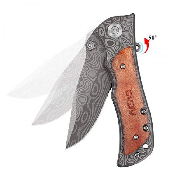 GVDV Pocket Folding Knife with Sharpener 7Cr17 Stainless Steel Tac...