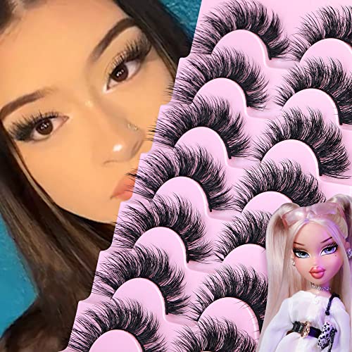 Mink Lashes Natural Look Wispy False Eyelashes Fluffy Flat Lashes ...