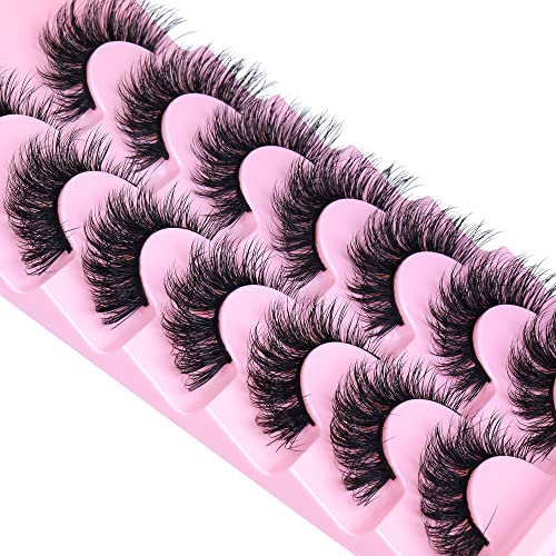 Mink Lashes Natural Look Wispy False Eyelashes Fluffy Flat Lashes ...
